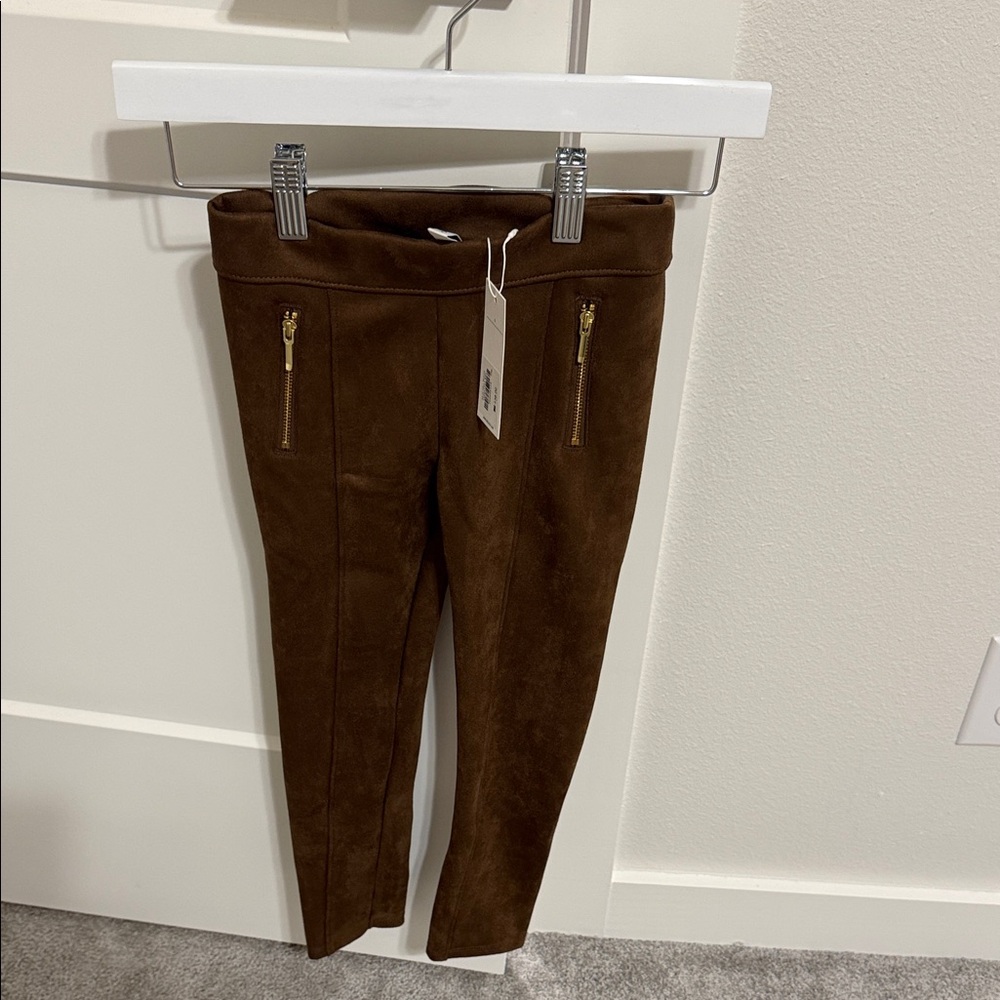 NWT Janie and Jack Faux Suede Brown Pants Size 6
